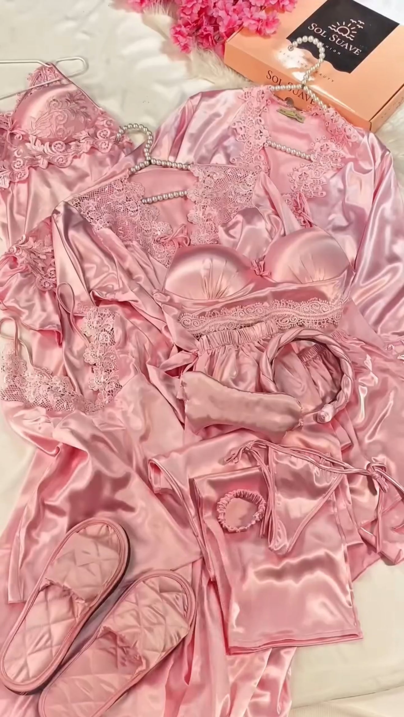 8 Pcs Luxury Imported Silk Nighty Bridal Set