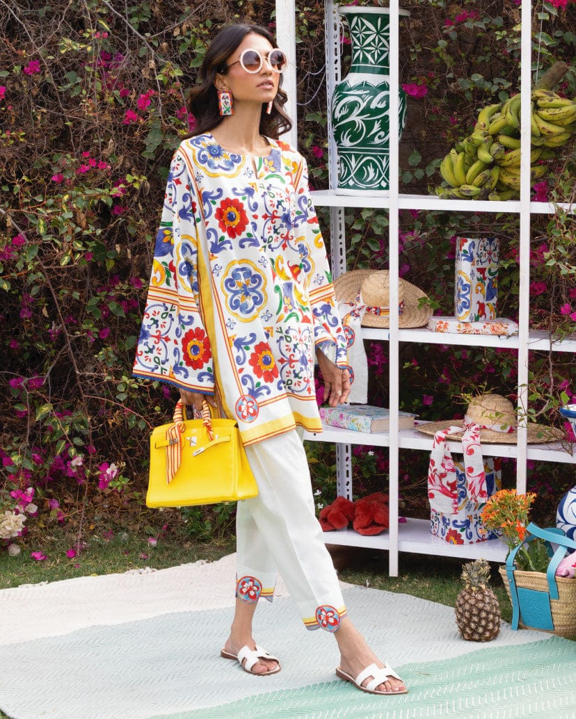 VIBRANT FLORAL ETHNIC KURTI SET - MULTICOLOR