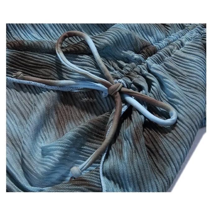 Two Piece Halter Neck Swimwear With Ruched Coverup Skirt By Sinderella